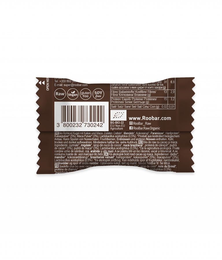 🍫 Bolita Energética de Cacao y Maca – BIO ROOBAR
