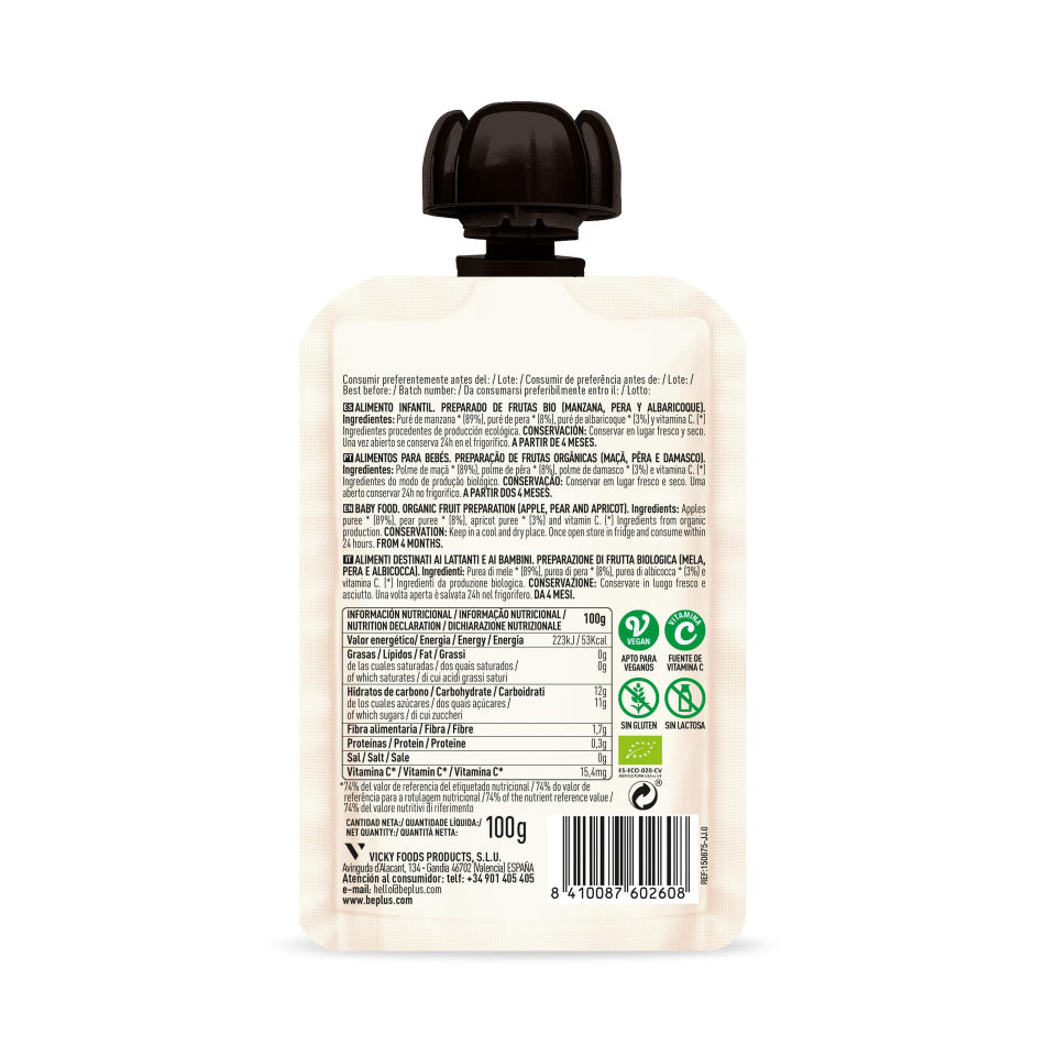Pouch de Manzana, Pera y Albaricoque BIO – Be Plus