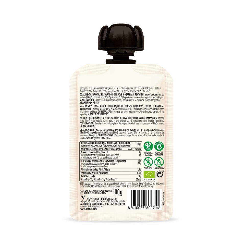 Pouch de Fresa y Plátano BIO – Be Plus