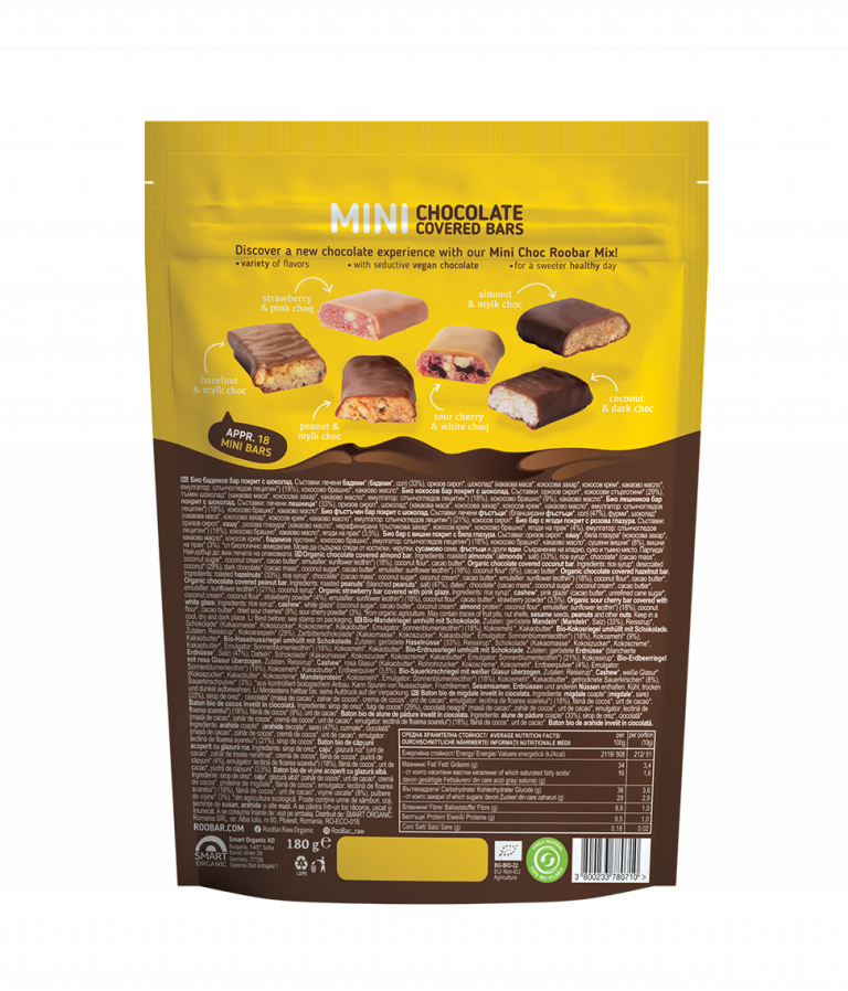 🍫 Mix Mini Barritas de Chocolate BIO – ROOBAR (18 uds)